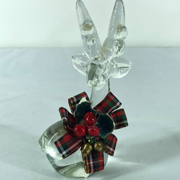 Enesco Crystal Art Glass Reindeer Figurine With Christmas Bow - Picture 1 of 6